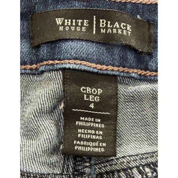 White House Black Market Crop Distressed Blue Jeans Women's Size 4 (Fit 28x28) - Picture 10 of 13